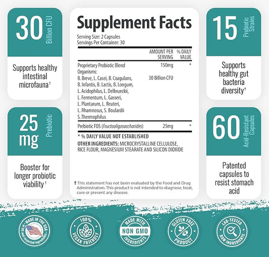 1 Body 30 Billion CFU Probiotic 180 Vegetarian
