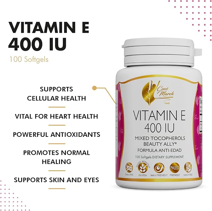 Coco March Natural Vitamin E 400 3 Month 100 Softgels