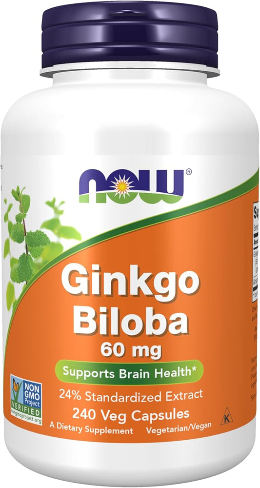 NOW Supplements, Ginkgo Biloba 60 mg, 24% Standardized 240 Veg