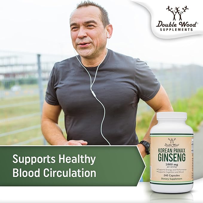 Ginseng Capsules (Korean Red Ginseng Extract, 10% Ginsenosides) (4 Month 240 Vegan 1,000mg per