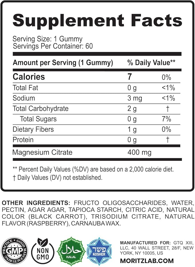 DR. MORITZ Magnesium Gummies Sugar-Free - Calm Magnesium Gummies Supplement for Children, Sugar-Free Magnesium Calm Chews for Kids & Adults (120 Count)
