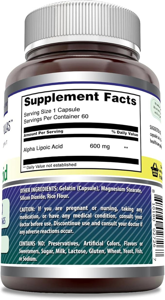 Amazing Formulas Alpha Lipoic Acid Supplement 600 Mg 60 Capsules