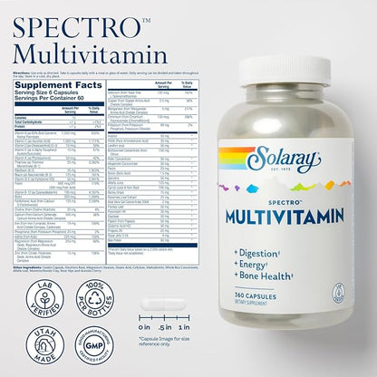 SOLARAY Spectro Multivitamin with Iron (60 Servings, 360 Capsules)
