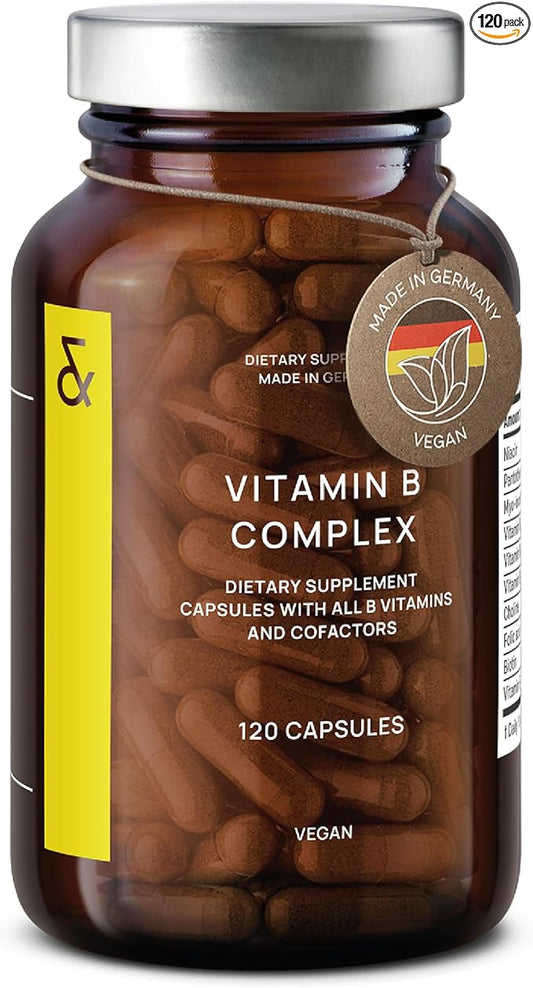 CLAV Vitamin B Complex - 120 Capsules - All 8 B Vitamins with Co-Factors Myo-Inositol & Choline - Supports Energy Metabolism - Vegan - Made in Germany
