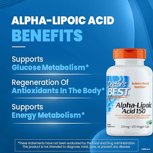 Doctor's Best Alpha-Lipoic Acid 150, Helps 150mg, 120 120 Veggie