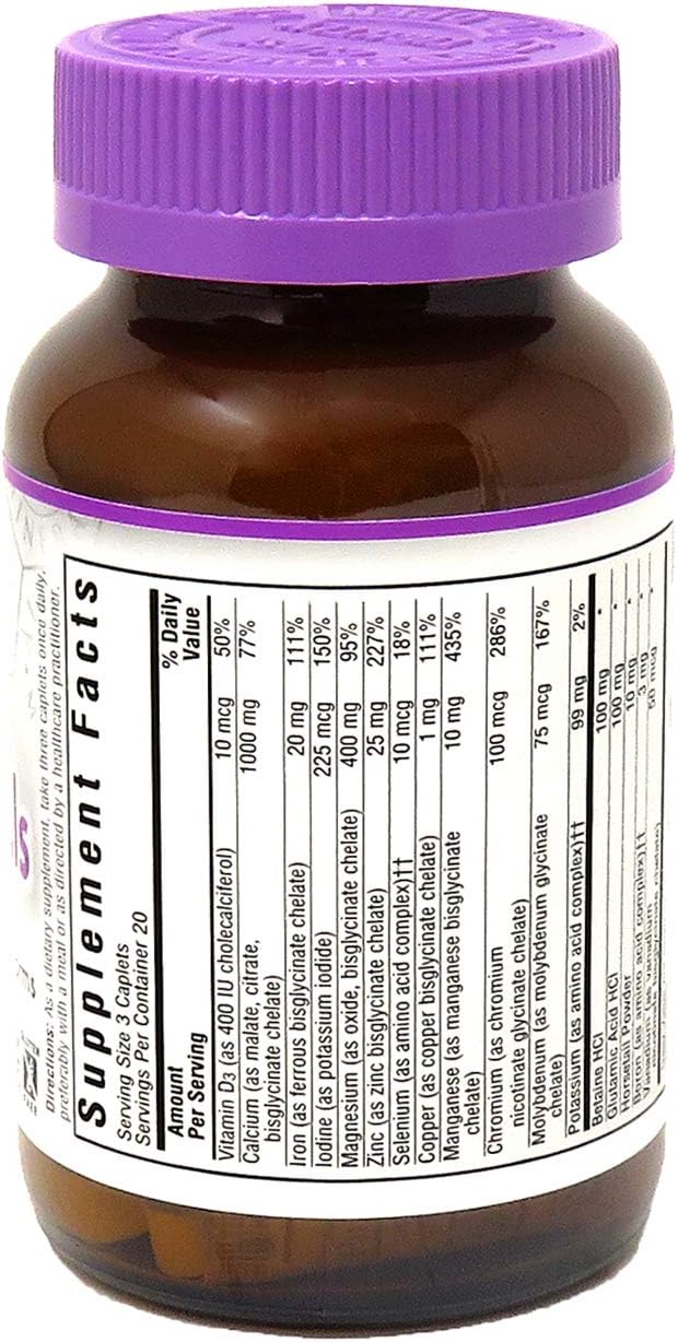 Bluebonnet Nutrition High Potency Chelated Multiminerals, Albion Chelated Minerals, Soy-Free, Gluten-Free, Non-GMO, Kosher Certified, Dairy-Free, 60 Caplets, 20 Servings