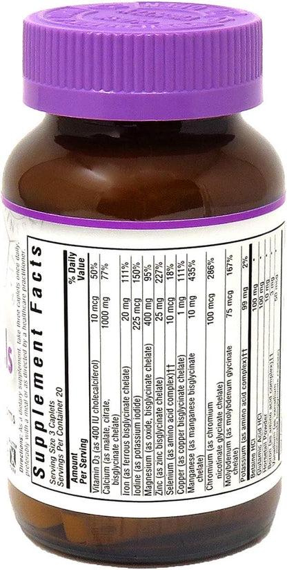 Bluebonnet Nutrition High Potency Chelated Multiminerals, Albion Chelated Minerals, Soy-Free, Gluten-Free, Non-GMO, Kosher Certified, Dairy-Free, 60 Caplets, 20 Servings
