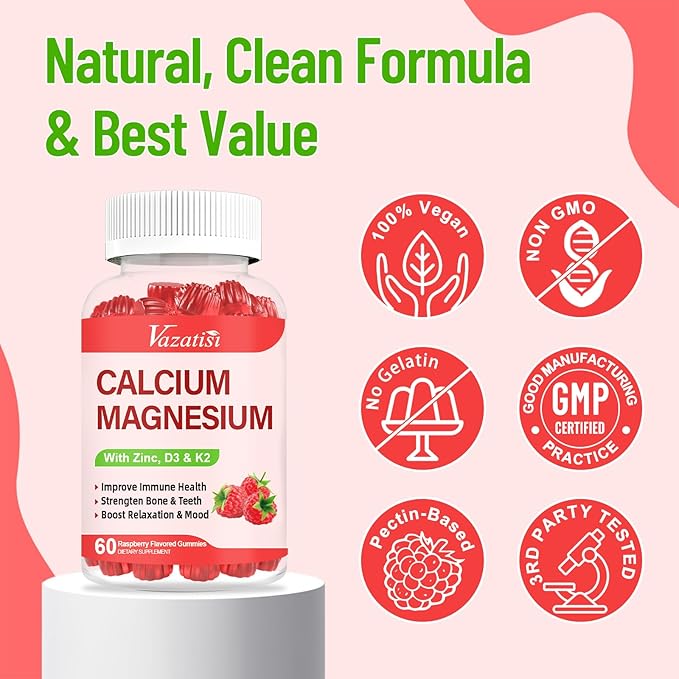 Calcium Magnesium Zinc Gummies with Vitamin D3 & K2, High 120 Gummies…