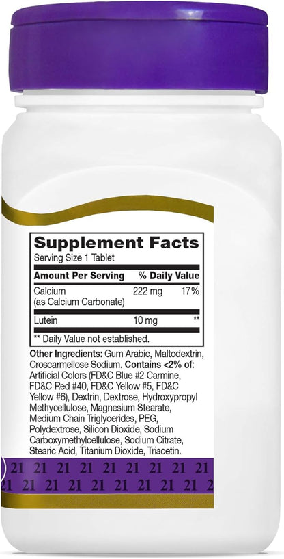 21st Century Lutein 10 mg Tablets, 60 Count