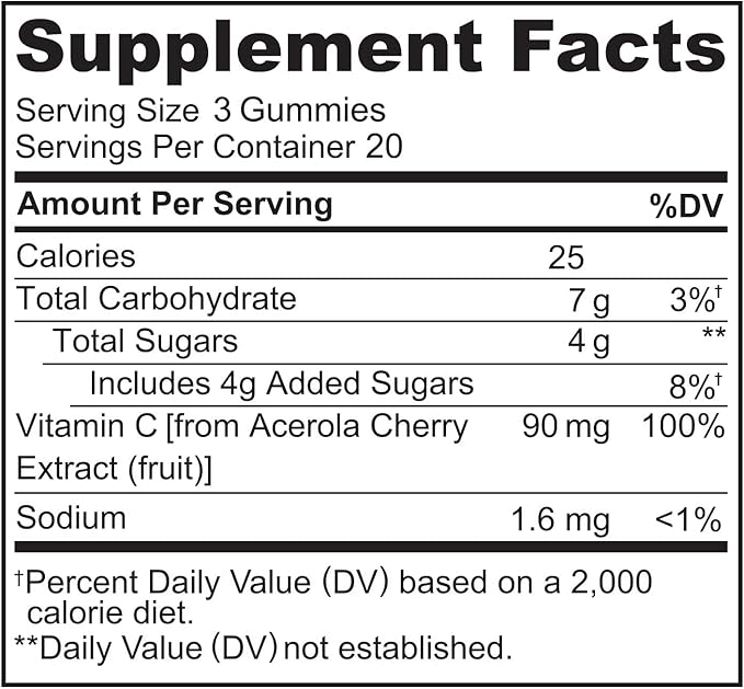 NATURELO Whole Food Vitamin C Gummies, 60 Vegan-Friendly