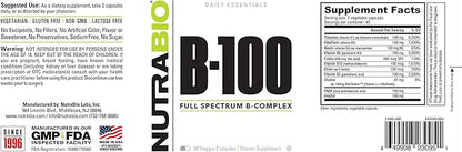 NutraBio B-100, B Vitamin Complex, Immune 90 Vegetable
