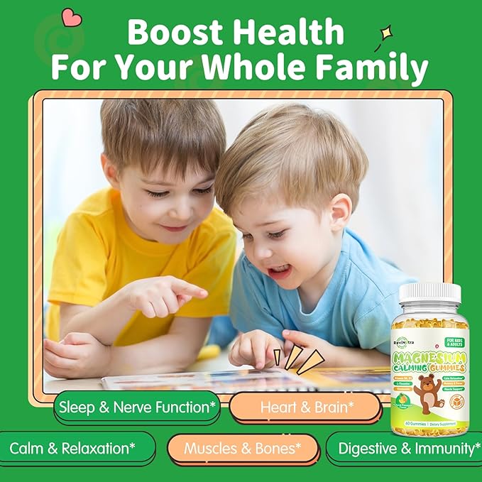 Magnesium Gummies for Kids - Magnesium Glycinate, L-Threonate Supplement with L-Theanine, Vitamin B6, D3 for Adults & Kids, Calm Magnesium for Sleep, Relaxation, Brain, Bones,Sugar Free Pineapple 60ct