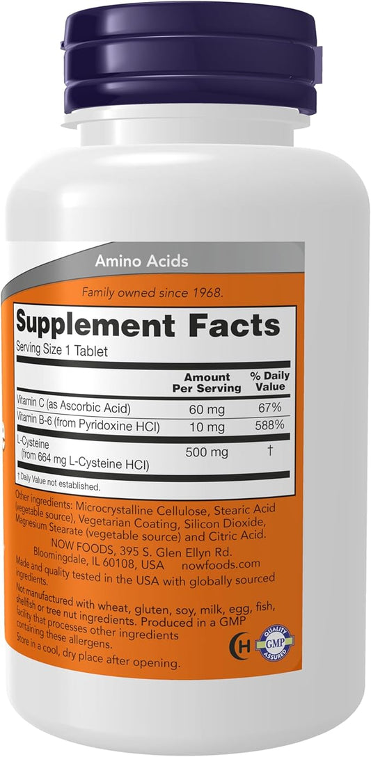 NOW Supplements, L-Cysteine 500 mg B-6 and 100 Tablets
