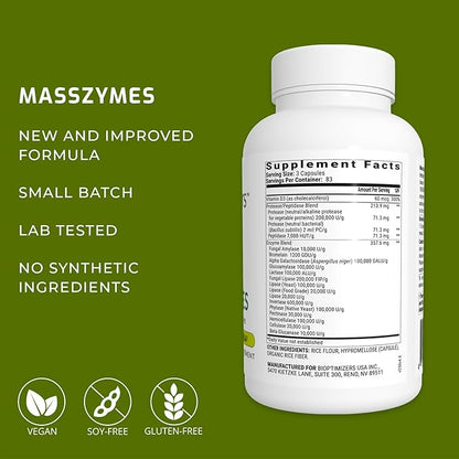 BiOptimizers MassZymes - Complete Digestive Enzymes (250 Capsules)