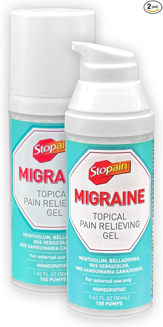 Stopain Migraine Pain Relief Gel Pump, 1.62oz (2 (2 Pack),