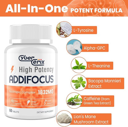17-in-1 Brain Supplements for Memory and Focus - Nootropic Formula for Concentration, Clarity, Energy & Focus - Natural Caffeine Blend with Vitamins, Amino Acids & Herbal Extracts - 120 Tablets