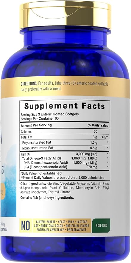 Carlyle DHA Supplement 1500mg 180 Softgels Omega-3 Supplement