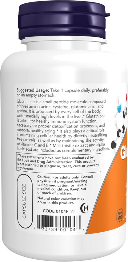 NOW Supplements, Glutathione 500 mg, 60 Veg