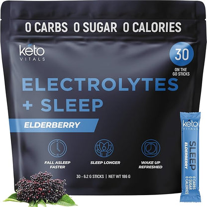 Keto Vitals Sleep Drink Electrolyte Sleep 3mg, GABA, 30 Count