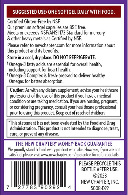 New Chapter Omega-3 Complex, Fish Oil 30 Count