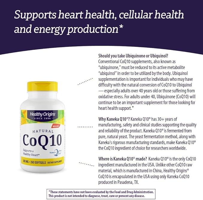 Healthy Origins CoQ10 (Kaneka Q10) 100mg Softgels 150 Softgels