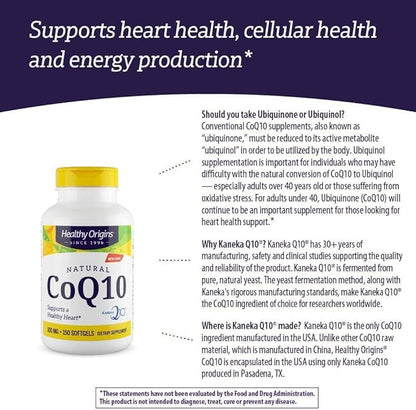 Healthy Origins CoQ10 (Kaneka Q10) 100mg Softgels 150 Softgels