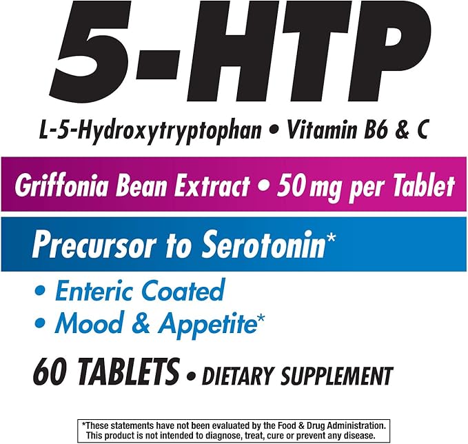 Nature's Way 5-HTP, Calms Nerves and L-5-Hydroxytryptophan, Vitamins B6 & 50 mg 60 Count