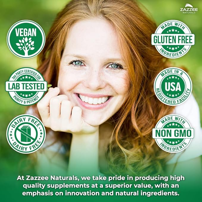 Zazzee USDA Organic Lion's Mane 20:1 16,000 mg 30% Polysaccharides, 120 Vegan 60 Day 20X Extract,