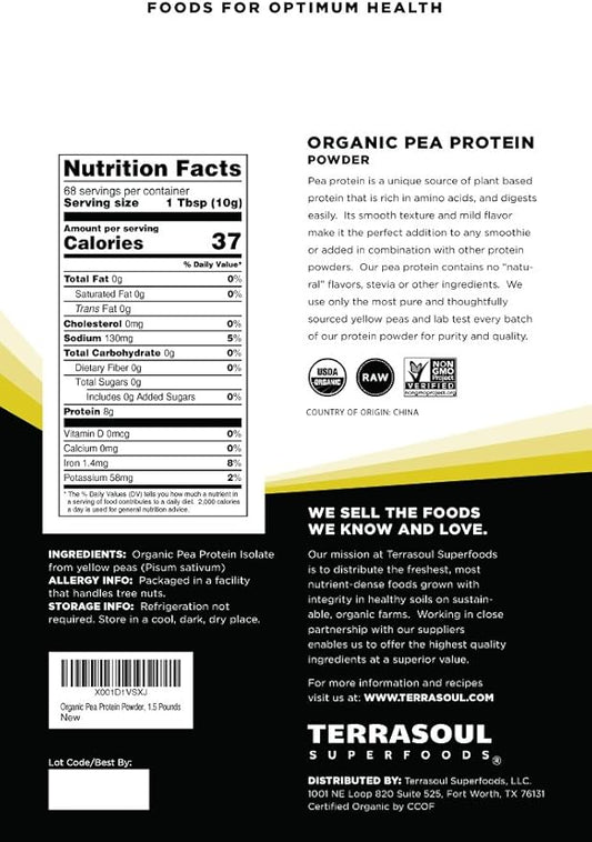 Terrasoul Superfoods Organic Pea Protein, 4.5 (3 Pack)