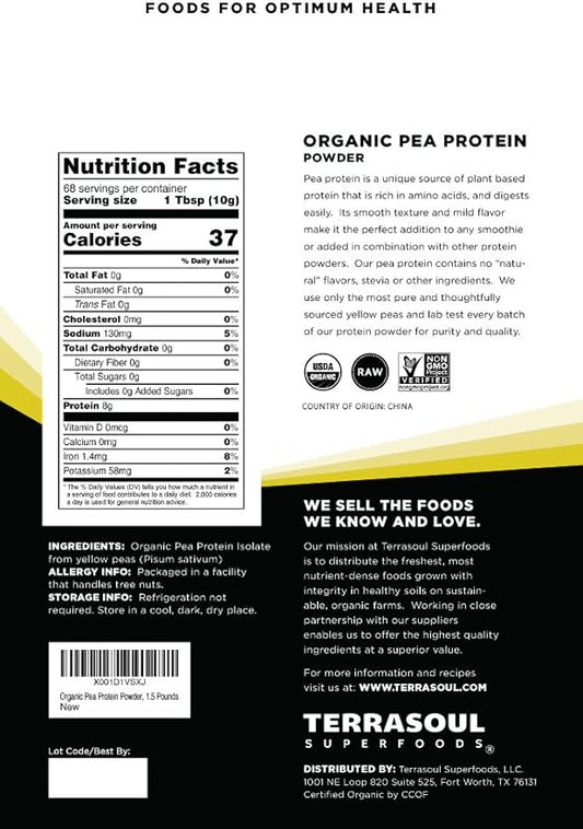 Terrasoul Superfoods Organic Pea Protein, 3