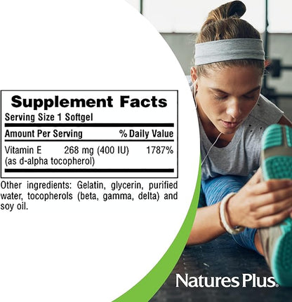 NaturesPlus Vitamin E 400 iu 60 Softgels 60 Servings