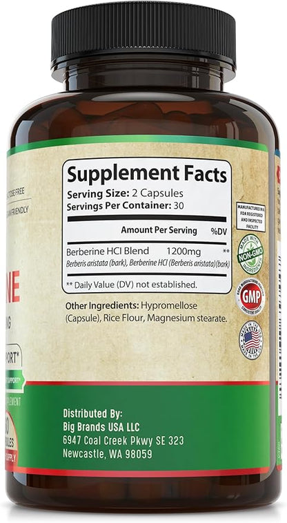 Berberine Supplement - Premium Berberine 1200mg 60 Berberine