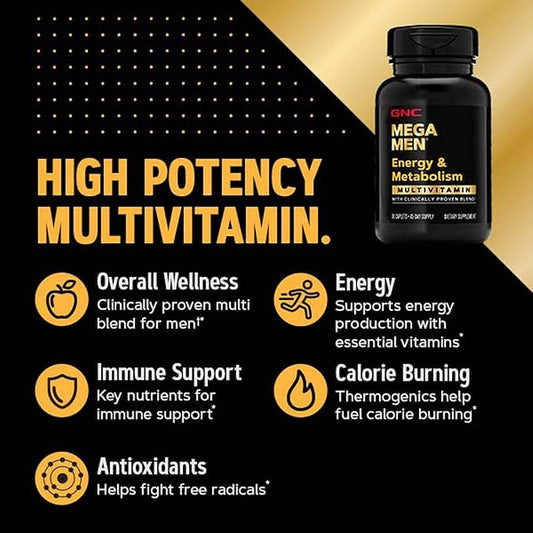 InfiniStore™ Medicine Pouch & Scented Moist Towelette Bundled with GNC Mega Men Multivitamin, Energy & Metabolism, 90 Tablets