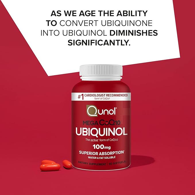 Qunol Ubiquinol CoQ10 100mg Softgels, Qunol 100mg - Q10 for 2 Month 60 Count