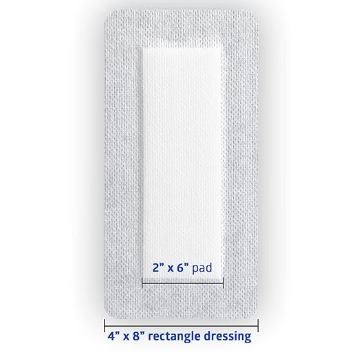 Medline Sterile Bordered Gauze, 4" x 8" with 2" x 6" Pad 15)