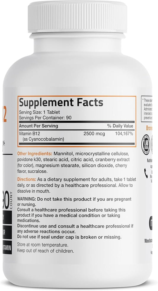 Vitamin B12 2500mcg Shot of Energy B12 Vitamin 90 Count