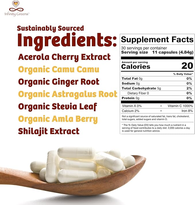 Infinity-C Organic Vitamin C Capsules 1000mg | (30 servings)