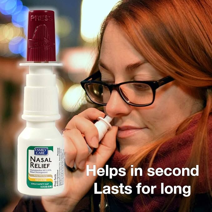 FamilyCare Nasal Relief Spray, Pump Mist, 12 Hours, 3 Pack