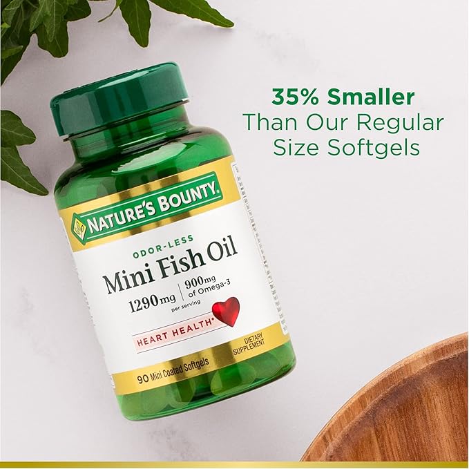 Nature's Bounty Mini Fish Oil Softgels 1290 mg, Omega-3, Supports 90 Mini