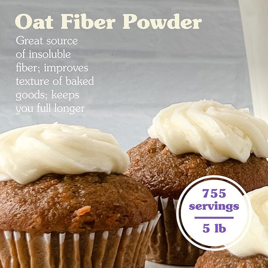 NuNaturals Oat Fiber Powder, All Natural 5 lbs