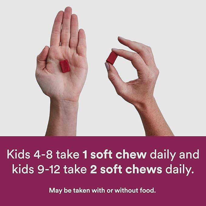 SmartyPants Kids Mineral Chews: Magnesium Citrate D3, Vitamin K2, Zinc 60 Count (30 Day