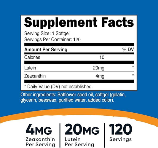Nutricost Zeaxanthin with Lutein 20mg, 120 Softgels