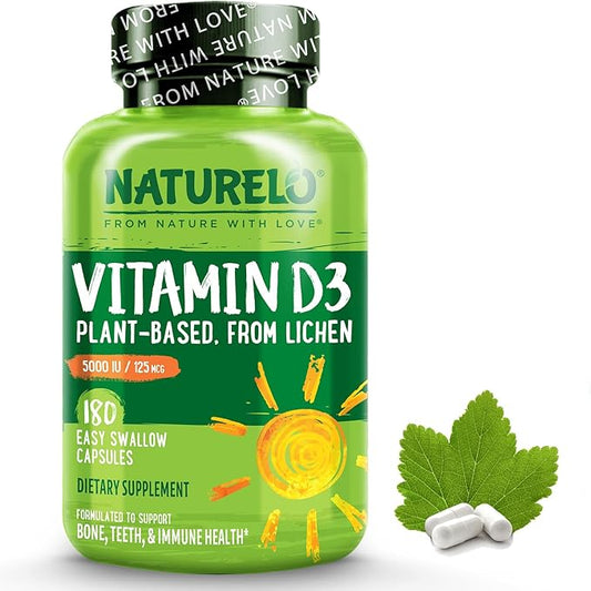 NATURELO Vitamin D 5000 IU D3 Supplement 180 Capsules