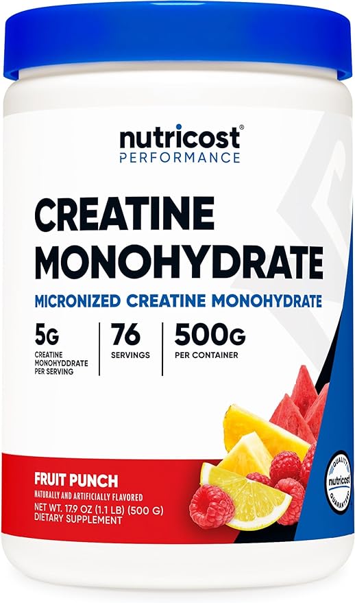 Nutricost Creatine Monohydrate Powder (Fruit Punch, 500 Gram)