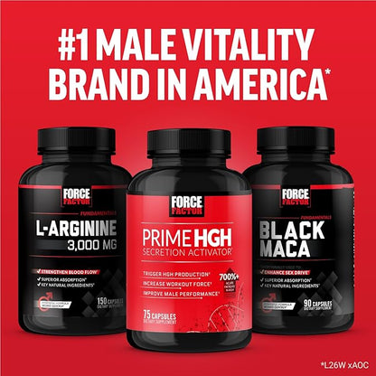 Force Factor Prime HGH Secretion Activator, HGH Supplement for Men with Clinically Studied AlphaSize to Help Trigger HGH Production, Increase Workout Force, and Improve Performance, 75 Capsules