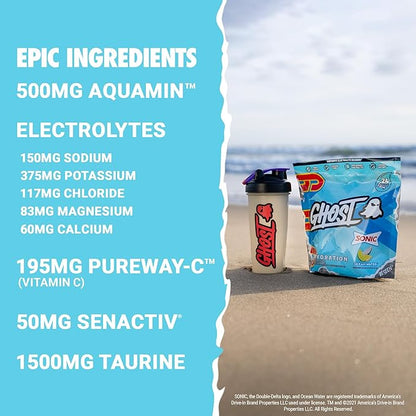 GHOST Hydration Packets, Sonic Ocean Water, 24 Sticks,