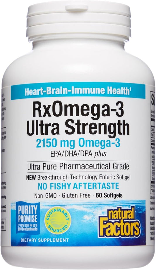Natural Factors, Ultra Strength RxOmega-3 Fish 2,150 mg Omega-3 Per 60 Softgels
