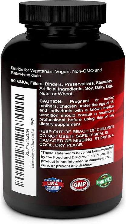 Divine Bounty Organic Ashwagandha Capsules 1200mg Ashwagandha 90 Veggie