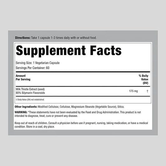 Lindberg Milk Thistle Extract 175 Mg, 60 Vegetarian 80% Silymarin