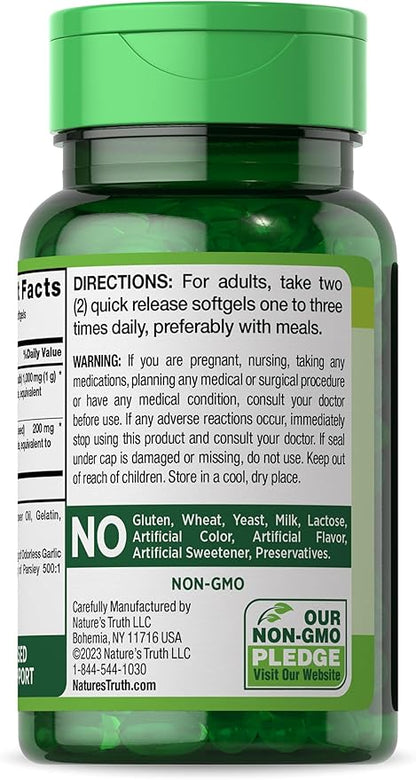 Nature's Truth Odorless Garlic and Parsley 1200mg | 100 Softgel
